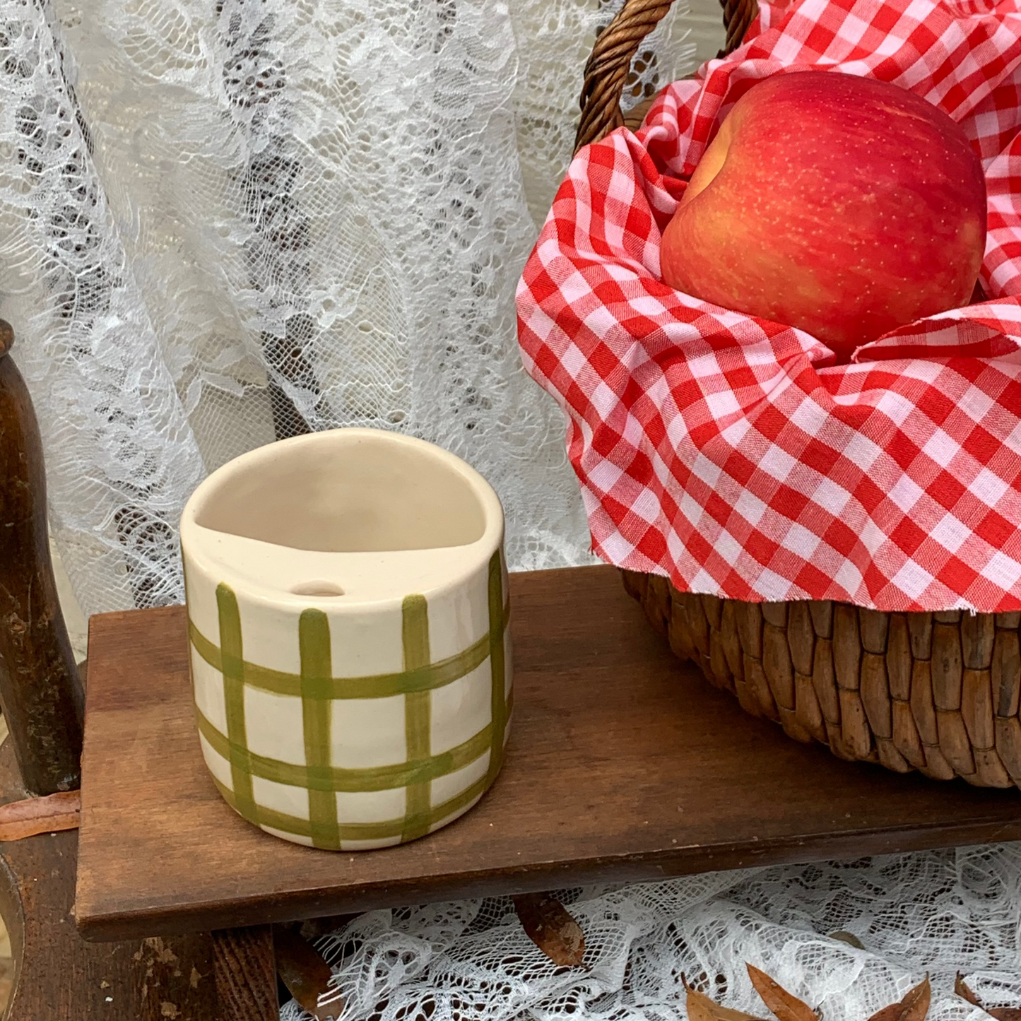 Sip Cup in Green Gingham (10oz)