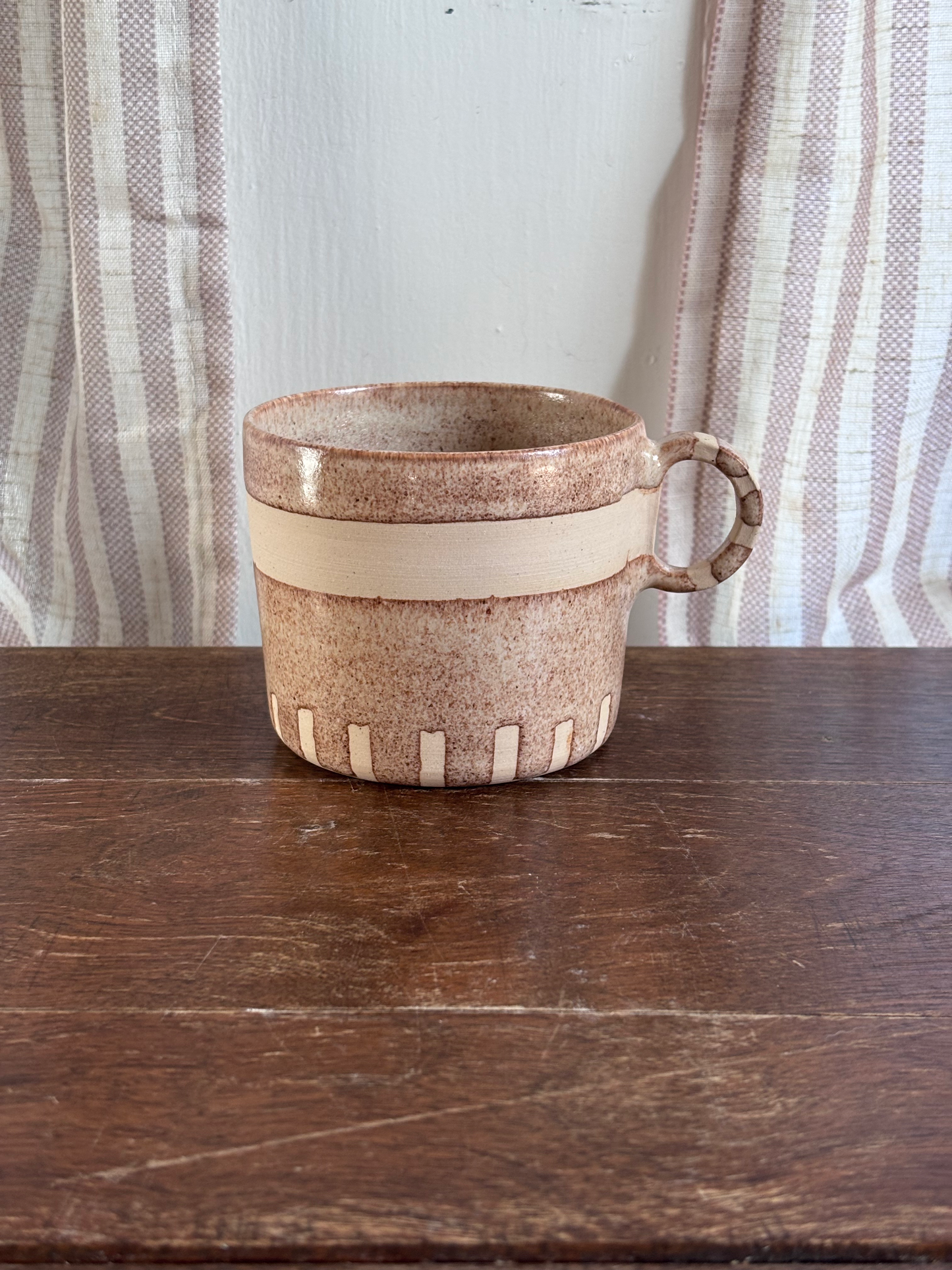 Brown and White Stripe Mug