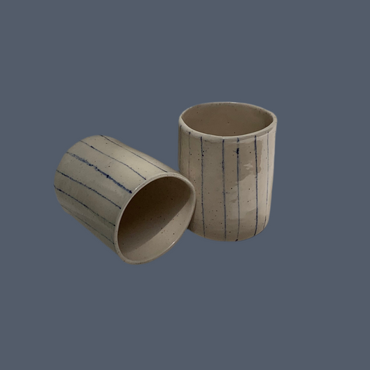 Blue Sketch Striped Cup