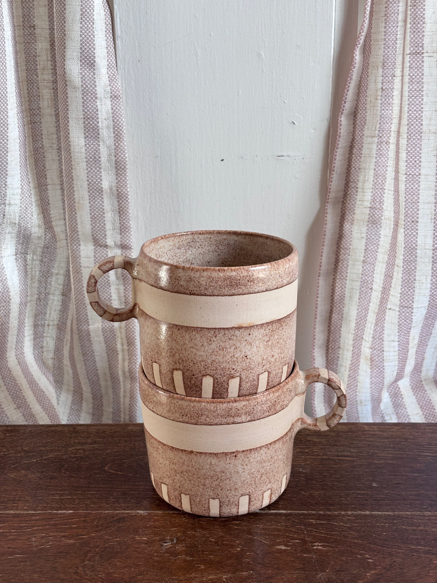 Brown and White Stripe Mug