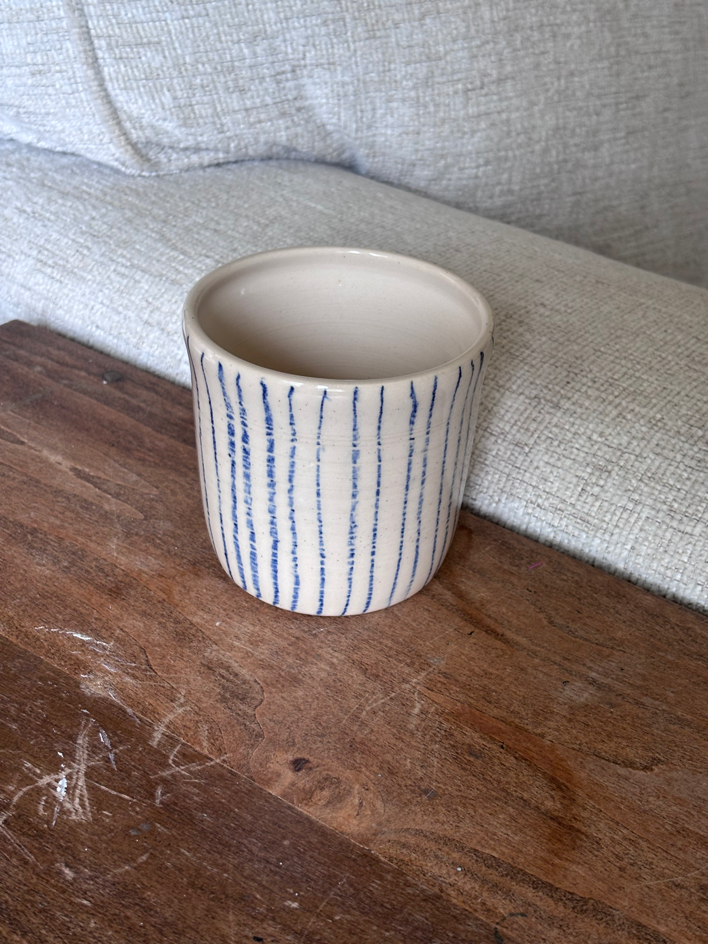 Blue Stripe Cappuccino Cup