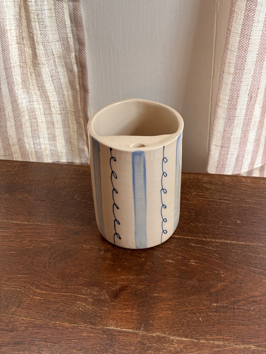 Sip Cup in Blue Stripes and Squiggles (12oz)